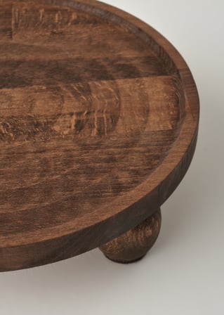Wooden Ahşap Yuvarlak Sunum Standı Naturel (25 cm)