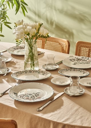 Vintage Porselen 26 Parça 6 Kişilik Kahvaltı Takımı Mavi