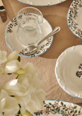 Vintage Porselen 26 Parça 6 Kişilik Kahvaltı Takımı Mavi