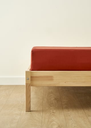 %100 Pamuk Saten Supreme Çift Kişilik Lastikli Çarşaf Kiremit (160x200x35 cm)