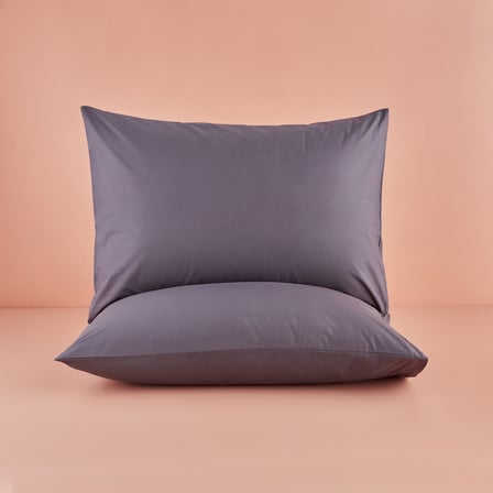 %100 Pamuk Saten Supreme 2'li Yastık Kılıfı Antrasit (50x70 cm)