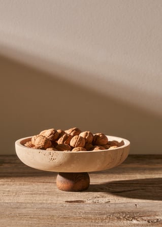 Ephesus Traverten Ayaklı Sunum Kasesi Naturel (25 cm)