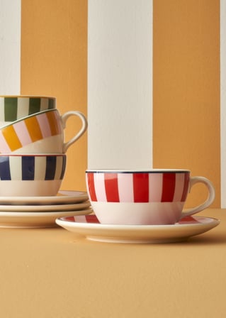 Line 2'li Çay Fincanı Seti Kırmızı-Mavi (270 cc)