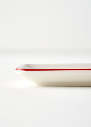 Line Dikdörtgen Porselen Sunum Tabağı Kırmızı (22x10 cm) Kırmızı