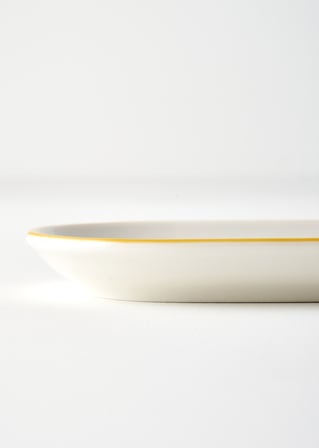 Line Oval Porselen Sunum Tabağı Sarı (18x11 cm)