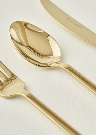 Milano 18 Parça Tatlı Çatal Kaşık Bıçak Seti Gold
