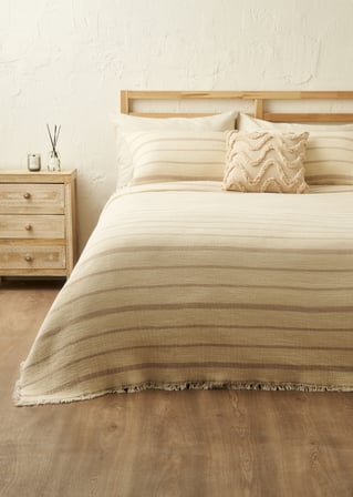 %100 Pamuk Bahama Müslin Dolgulu Çok Amaçlı Çift Kişilik Yatak Örtüsü Seti Krem (230x250 cm)
