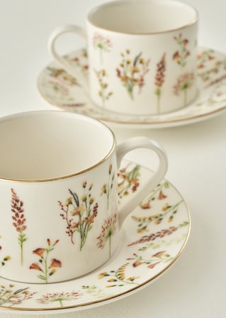 Flores Porselen 2'li Çay Fincanı Seti (180 cc)