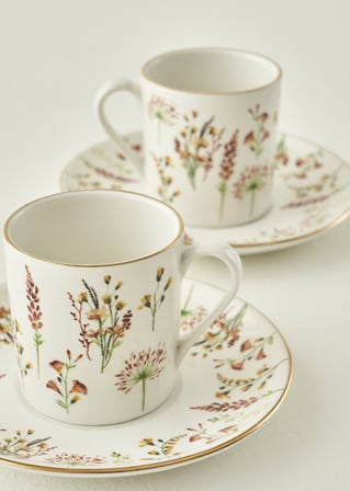Flores Porselen 2'li Kahve Fincanı Seti (90 cc)
