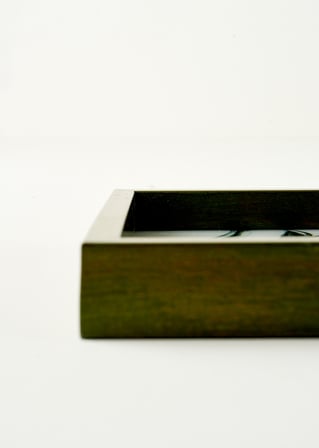 Olive Dekoratif Cam Tepsi Yeşil (22x37 cm)