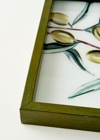 Olive Dekoratif Cam Tepsi Yeşil (22x37 cm)
