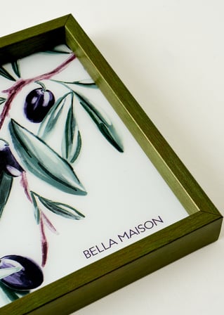 Olive Dekoratif Cam Tepsi Yeşil (22x37 cm)