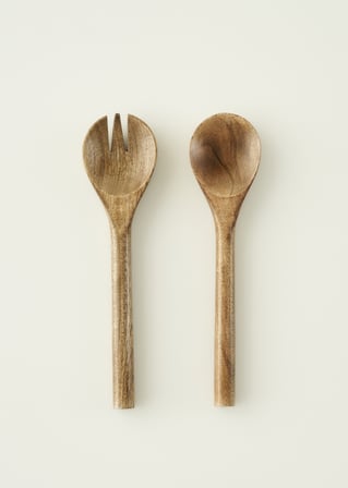 Wooden Mango Salata Servis Seti Kahverengi (28x7 cm)