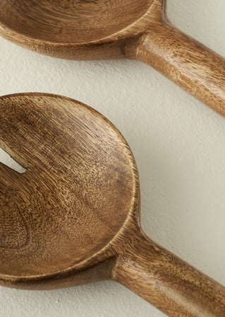 Wooden Mango Salata Servis Seti Kahverengi (28x7 cm)
