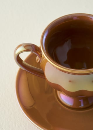 Clara 2'li Porselen Kahve Fincanı Seti Turuncu (90 cc)
