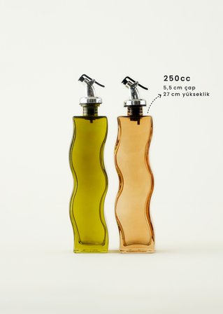 Bella Maison Wavy 2'li Yağlık Sirkelik Seti Amber-Yeşil (250 cc)