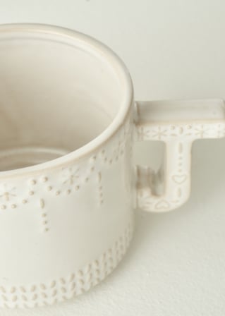 Joy Stoneware Yılbaşı 3'lü Kupa Seti Krem (390 cc)