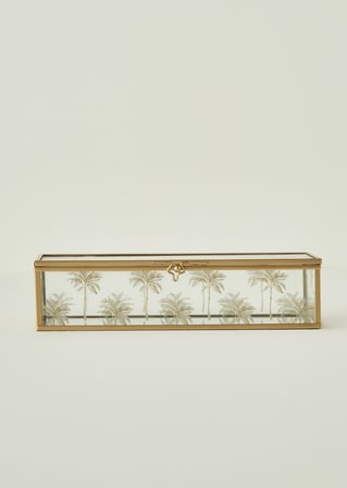 Palm Cam Dekoratif Kutu Gold (10x22x5 cm)