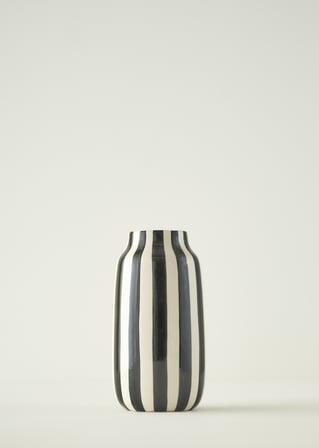 Rise Stoneware Vazo Siyah-Beyaz (14x14x26 cm)