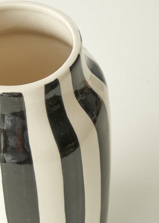 Rise Stoneware Vazo Siyah-Beyaz (14x14x26 cm)