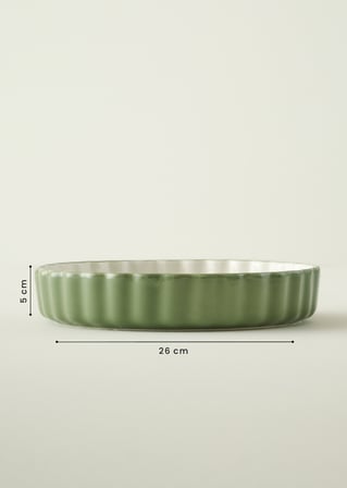 Floral Stoneware Fırın Kabı Beyaz (26x5 cm)