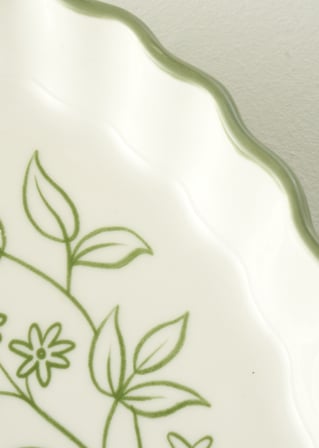 Floral Stoneware Fırın Kabı Beyaz (26x5 cm)