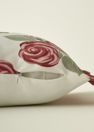 Rose Baskılı Kırlent Kılıfı Krem (43x43 cm)