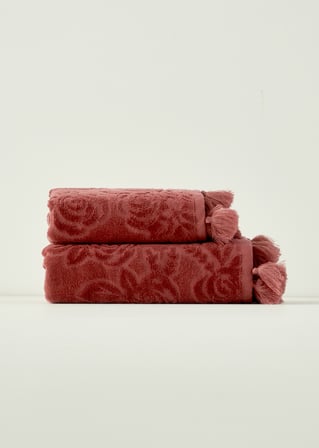 %100 Pamuk Rose Jakarlı El Havlusu Mürdüm (30x50 cm)