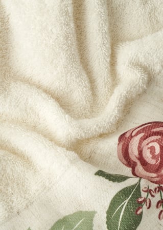 %100 Pamuk Rose Baskılı El Havlusu Krem (30x50 cm)