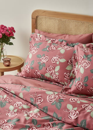 %100 Pamuk Saten Rose Çift Kişilik Nevresim Seti Mürdüm (200x220 cm)