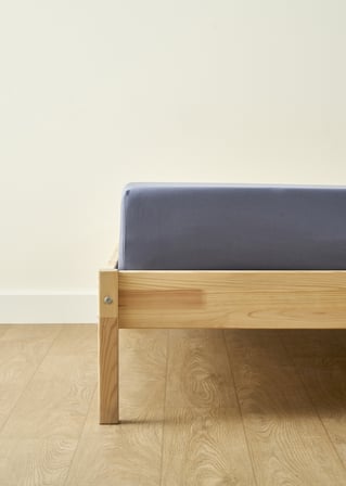 %100 Pamuk Saten Supreme Basic Tek Kişilik Lastikli Çarşaf Mavi (100x200x35 cm)