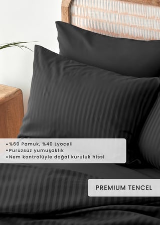 Premium Tencel Çift Kişilik Nevresim Seti Antrasit (200x220 cm)