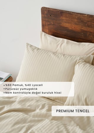 Premium Tencel King Size Nevresim Seti Bej (240x220 cm)