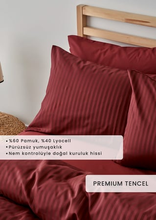 Premium Tencel King Size Nevresim Seti Bordo (240x220 cm)