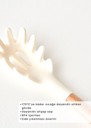 Olivia Silikon Makarna Kepçesi Krem (31x6x4 cm) Krem