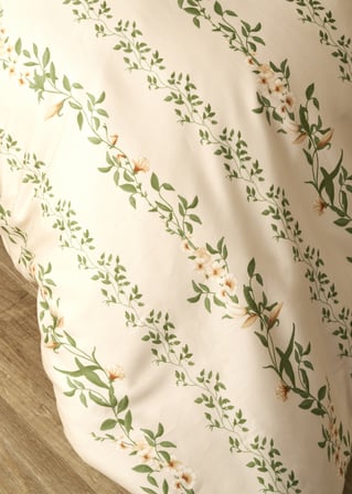 %100 Pamuk Saten Flora Çift Kişilik Nevresim Takımı Bej (200x220 cm)
