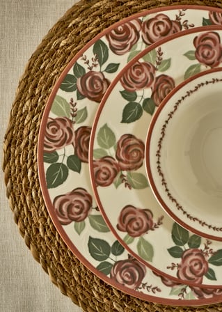 Rose Porselen 6'lı Bordürlü Servis Tabağı (27 cm)