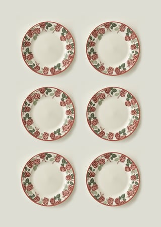 Rose Porselen 6'lı Bordürlü Servis Tabağı (27 cm)