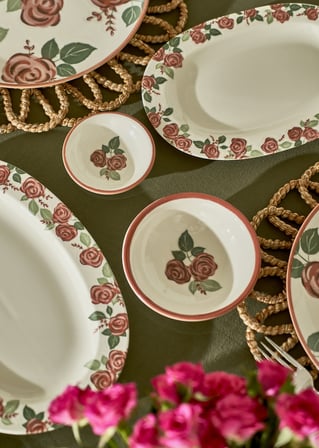 Rose Porselen 3'lü Kase (9 cm)