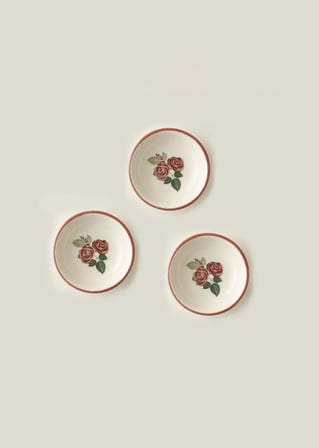 Rose Porselen 3'lü Kase (9 cm)