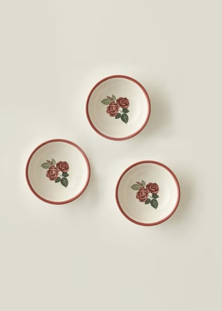 Rose Porselen 3'lü Kase (13 cm)