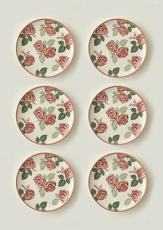 Rose Porselen 6'lı Servis Tabağı (26 cm)