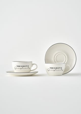 Simplicity 2'li Porselen Çay Fincanı Seti Siyah (270 cc)