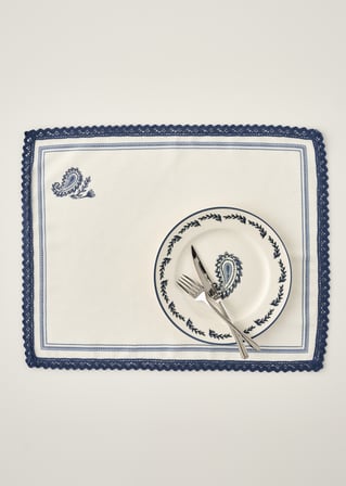 Paisley 6'lı Porselen Pasta Tabağı Seti Mavi (21 cm)