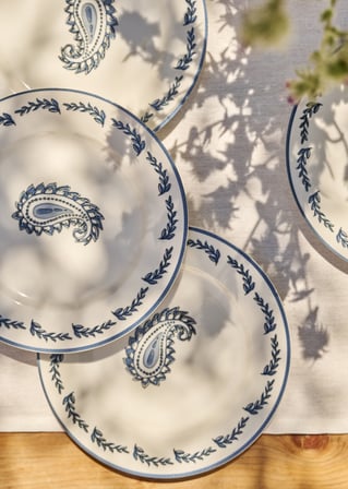 Paisley 6'lı Porselen Pasta Tabağı Seti Mavi (21 cm)