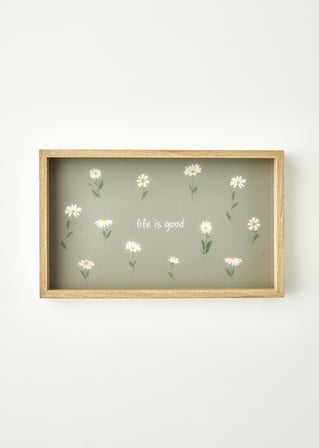 Daisy Dekoratif Cam Tepsi Yeşil (22x37 cm)