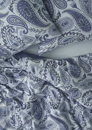 %100 Pamuk Saten Paisley Çift Kişilik Nevresim Takımı Mavi (200x220 cm)