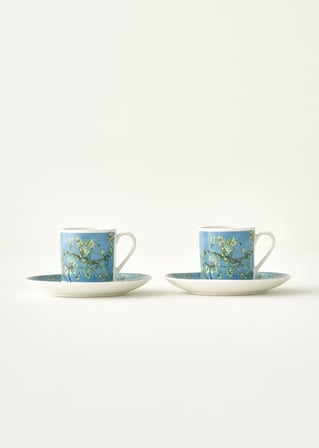 Van Gogh Almond Blossom 2'li Kahve Fincanı Seti Turkuaz (90 cc)