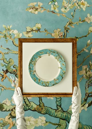 Van Gogh Almond Blossom Porselen Servis Tabağı Turkuaz (27 cm)