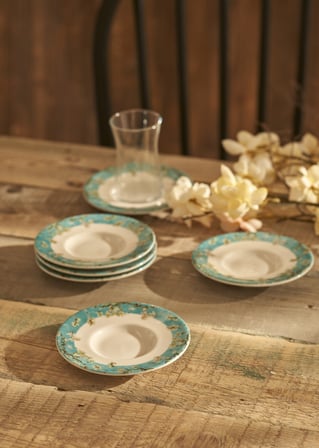 Van Gogh Almond Blossom 6'lı Çay Tabağı Turkuaz (12 cm)